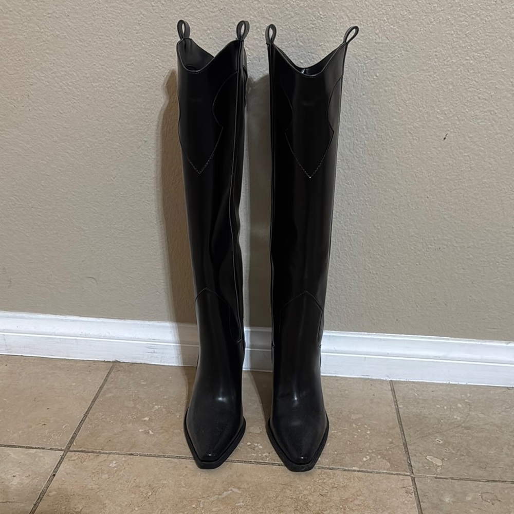 H&M Black Cowboy Boots Heeled